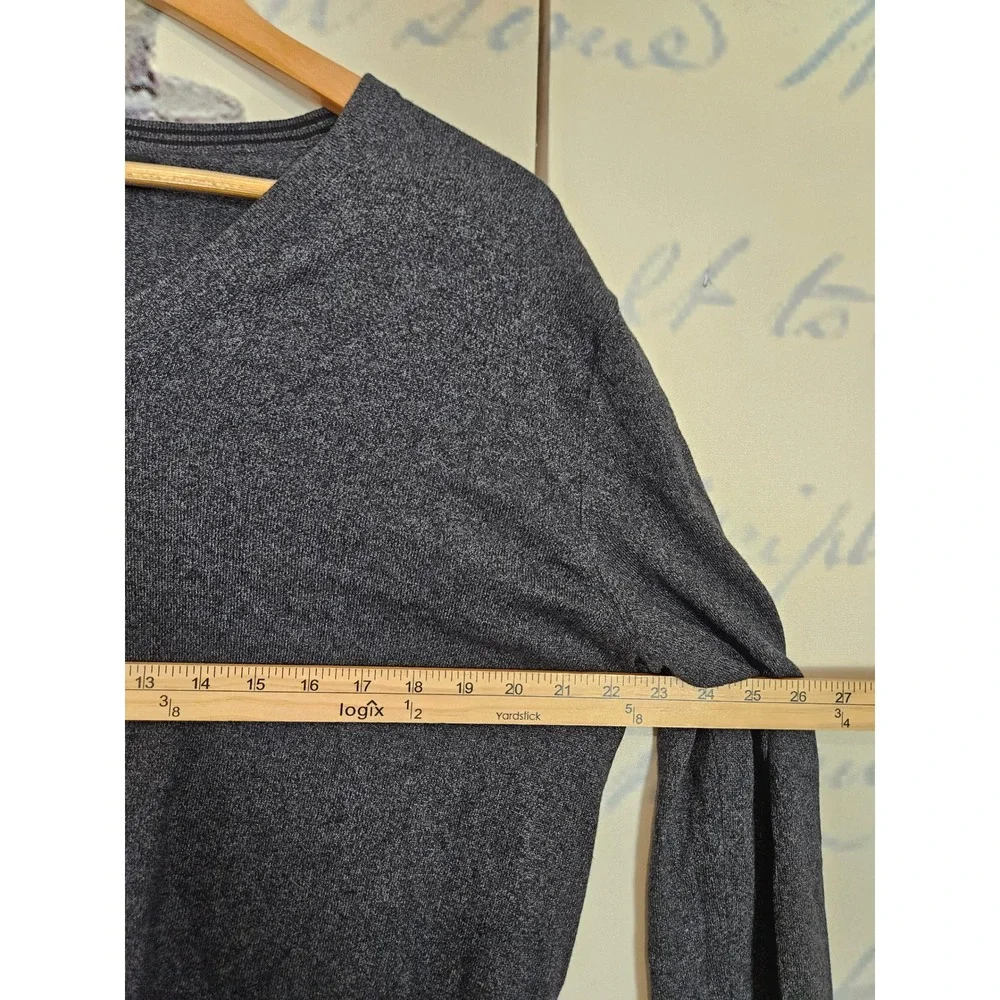 Banana Republic V-Neck Sweater Large Charcoal Gray‎ Silk Cashmere Blend Luxury L